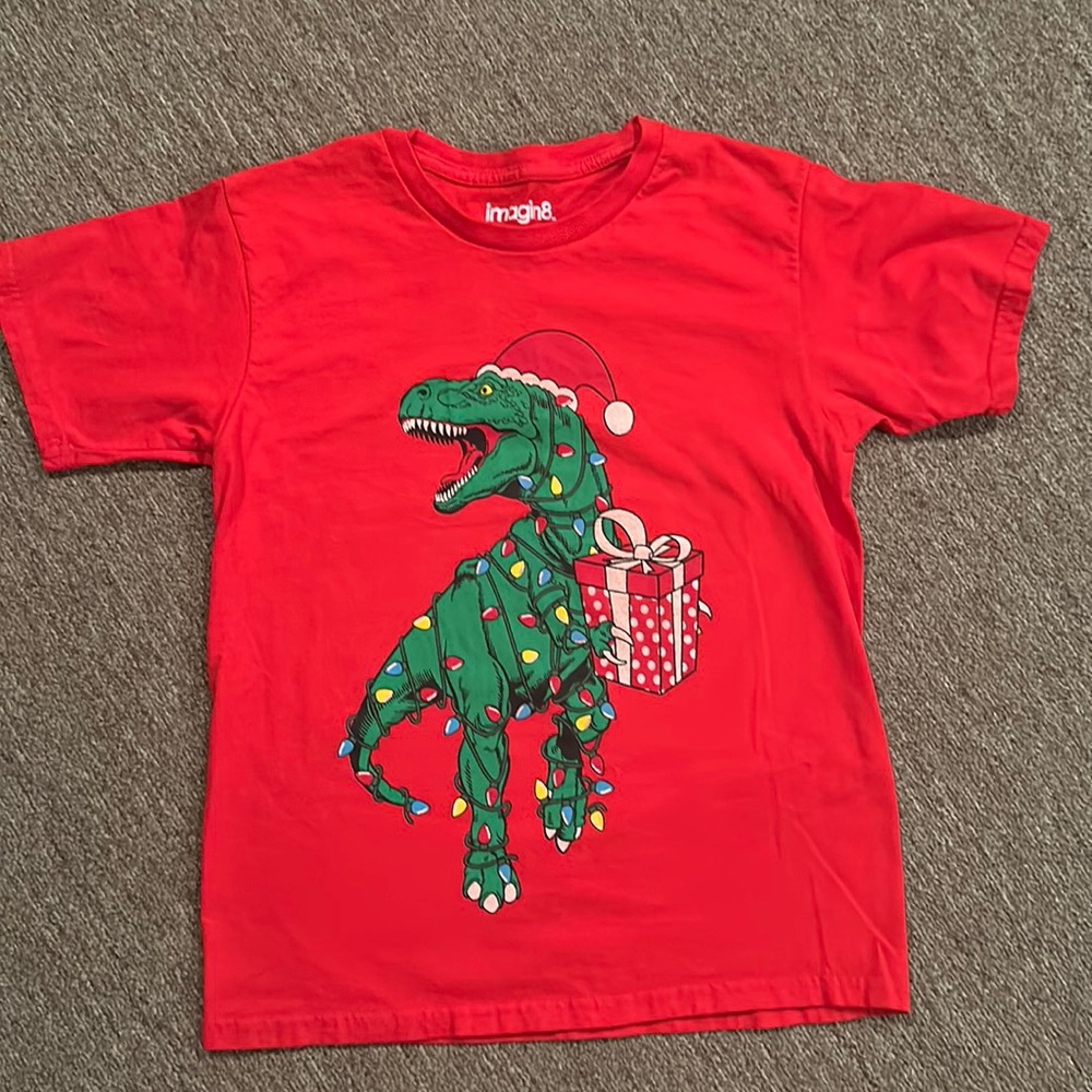 Kids Small Imagin8 T-Rex Christmas T-Shirt *Great Condition*